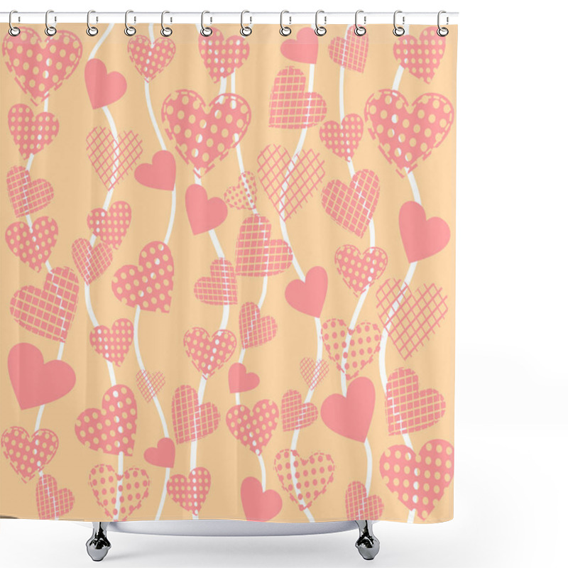 Personality  Abstract Vector Background - Hearts. Shower Curtains