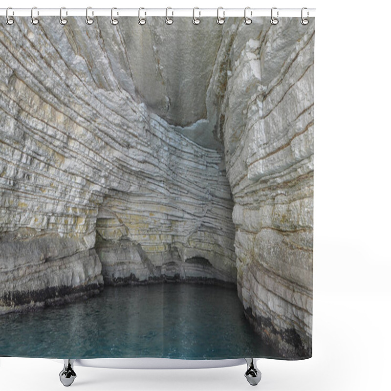 Personality  White Cliffs And Sea Caves In Vieste, Italy Shower Curtains