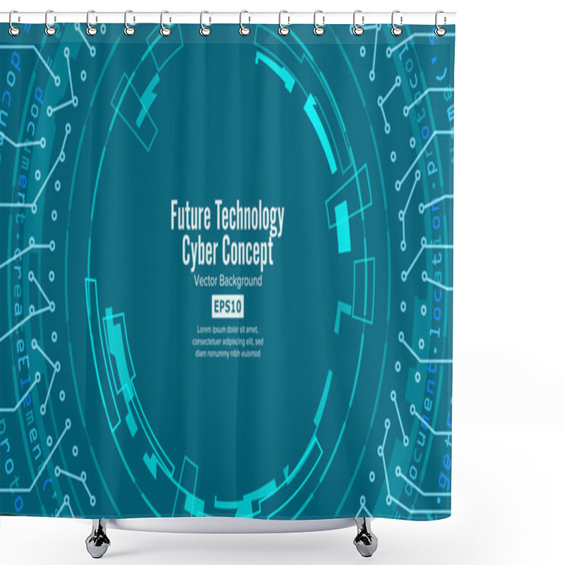 Personality  Abstract Futuristic Technological Background Vector. Security Cyberspace. Electronic Data Connect. Global System Communication Shower Curtains