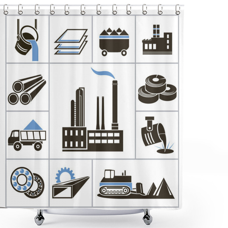 Personality  Heavy Industry Icons Shower Curtains