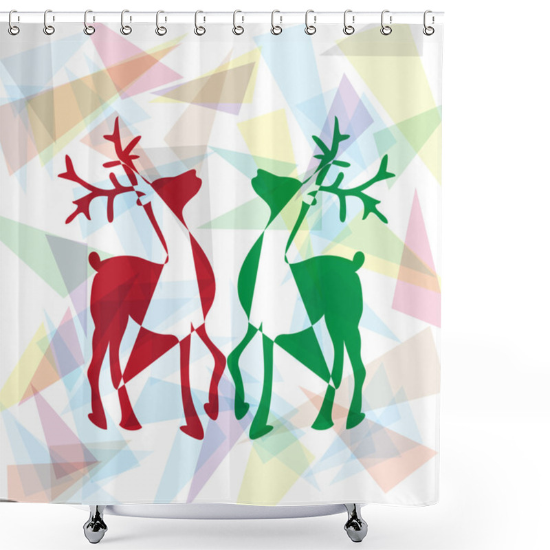 Personality  Triangled Christmas Reindeers Shower Curtains