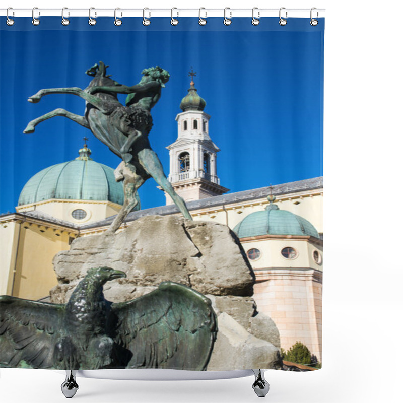 Personality  Detail Of The Fountain Of The Faun With The Cathedral Of St. Mat Shower Curtains