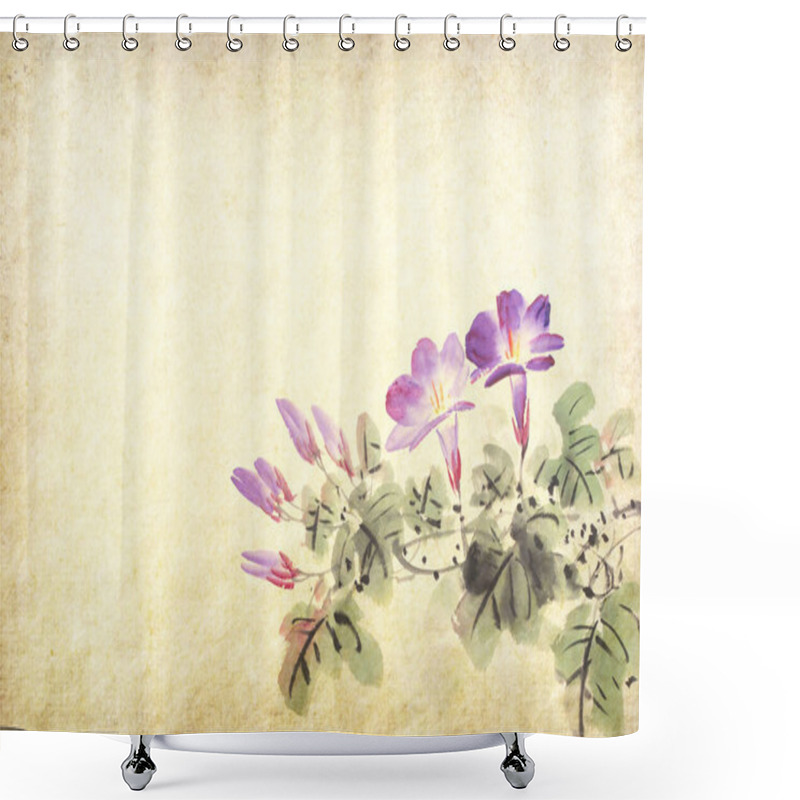 Personality  Chinese Painting Of Morning Glory Shower Curtains