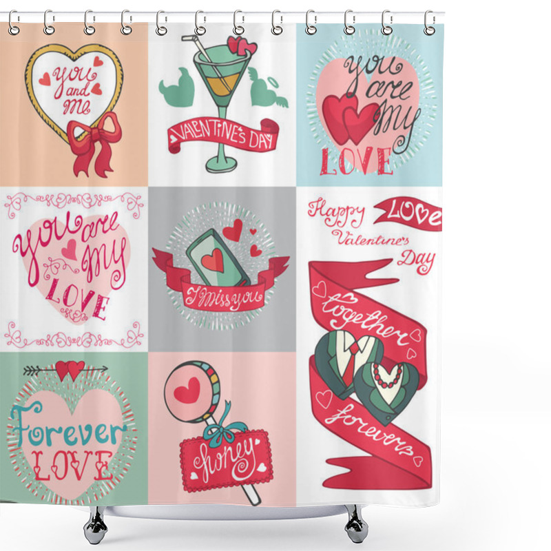 Personality  Valentines Day Elements Collection Shower Curtains