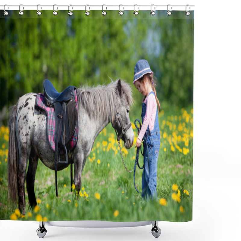 Personality  Child And Small Horse In The Field Shower Curtains