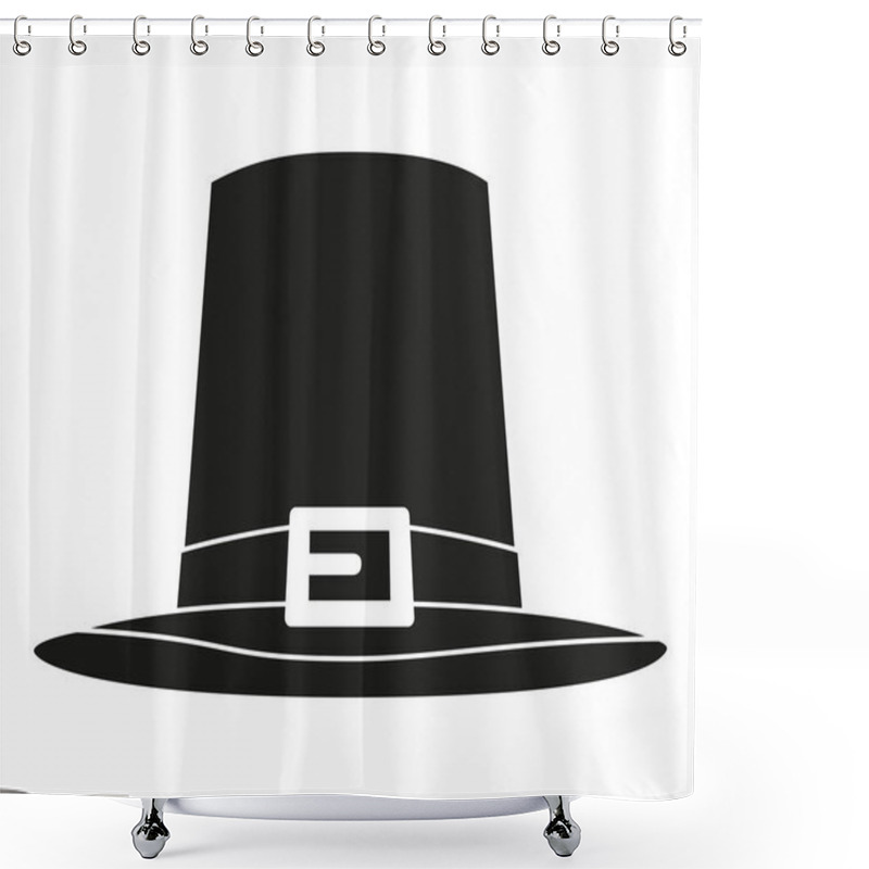 Personality  Black And White Thanksgiving Hat Silhouette Shower Curtains