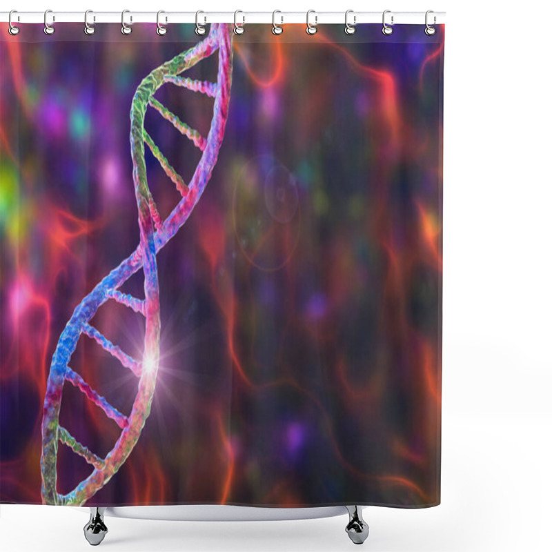 Personality  Genetic Mutation, Conceptual 3D Illustration. Double Stranded DNA Molecule With Mutation In A Gene. Concept For Genetic Disorder. Destroyed Human Genome. DNA Destruction And Gene Mutation Shower Curtains