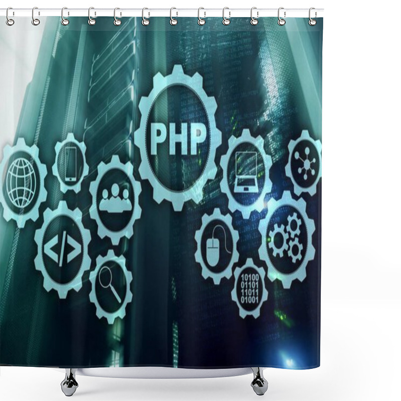 Personality  PHP Programming Language. Developing Programming And Coding Technologies.Cyber Space Concept. Shower Curtains