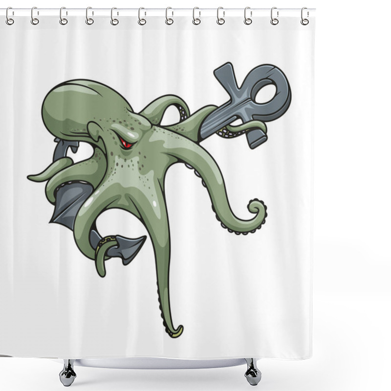 Personality  Monstrous Octopus Twined Around Anchor Symbol Shower Curtains