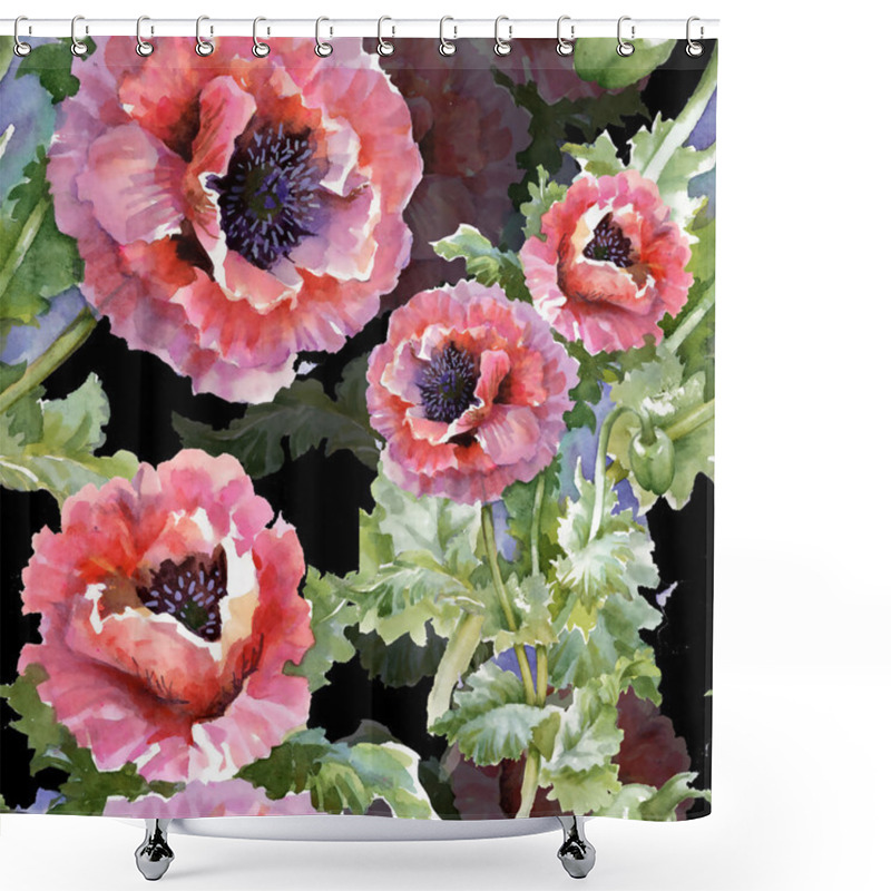 Personality  Blooming Poppy  Flowers Shower Curtains