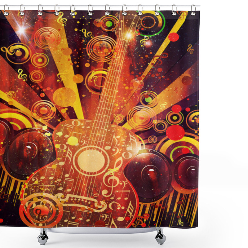 Personality  Grunge Guitar With Loudspeakers Shower Curtains