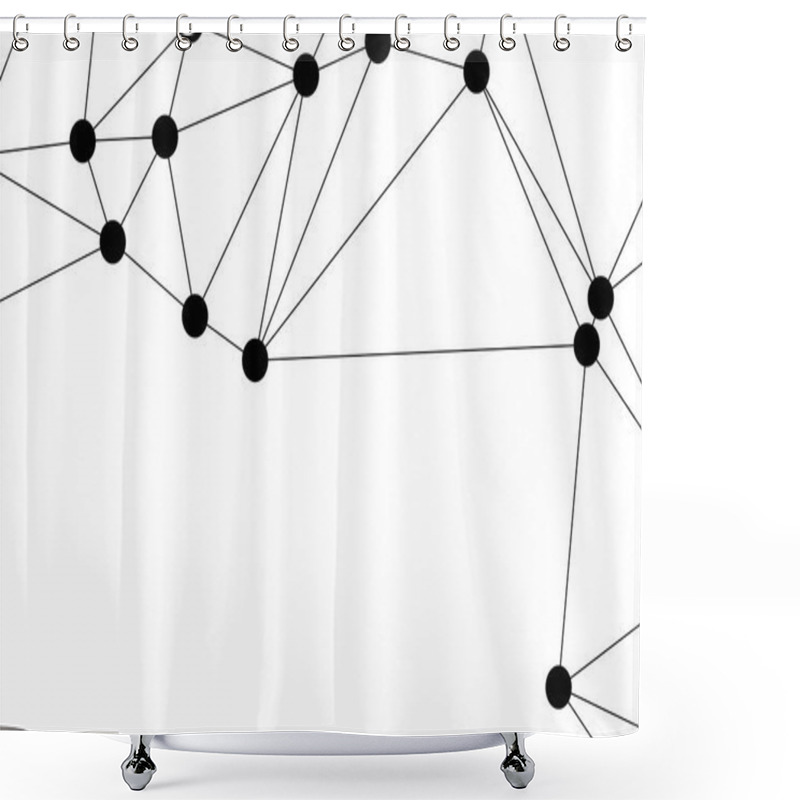 Personality  Abstract Polygonal Mesh With Black Nodes And Thin Lines, Creating A Minimalist Geometric Network Pattern Shower Curtains