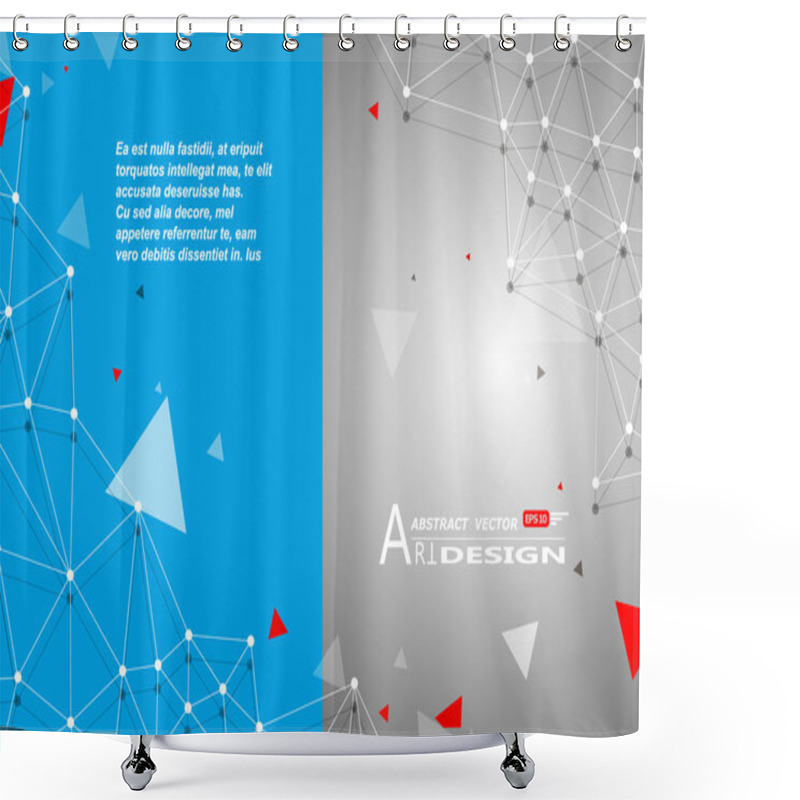 Personality  Abstract Composition, Text Frame Surface, White, Blue Title Sheet, A4 Brochure Issue, Creative Figure, Polygonal Triangle Con, Logo Construction, Banner Form Texture, Flyer Fiber, EPS10 Backdrop Set Shower Curtains