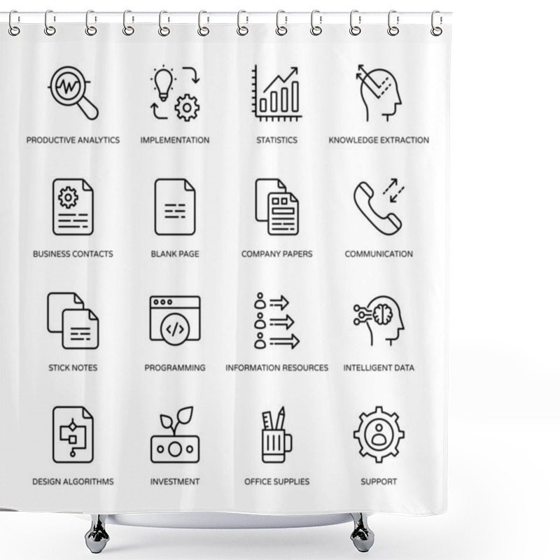 Personality  Business And Finance Thin Line Icons, Stroked - Vectors Shower Curtains