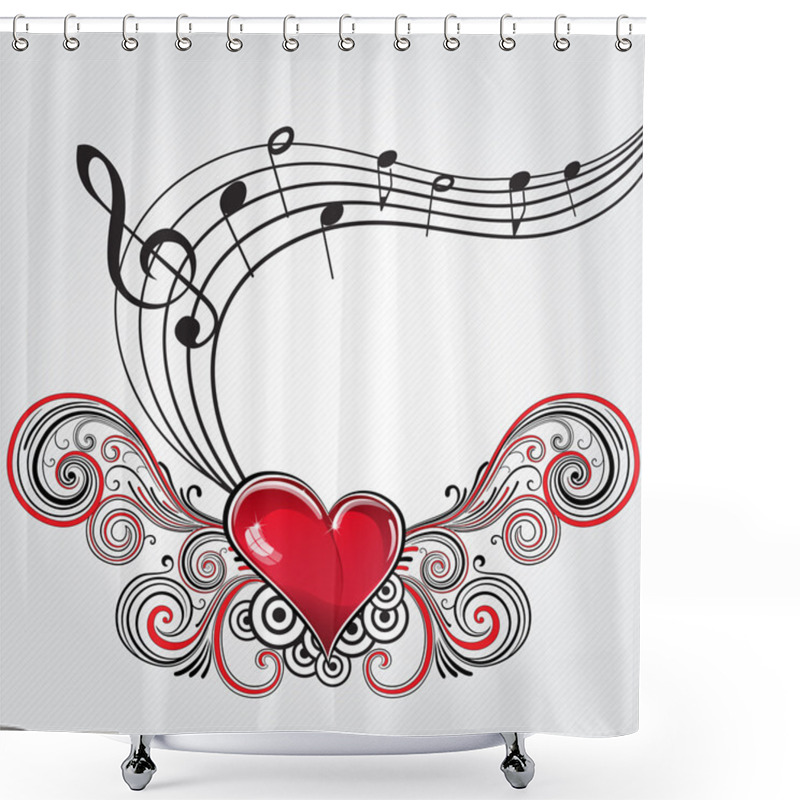 Personality  Grunge Music Heart Shower Curtains