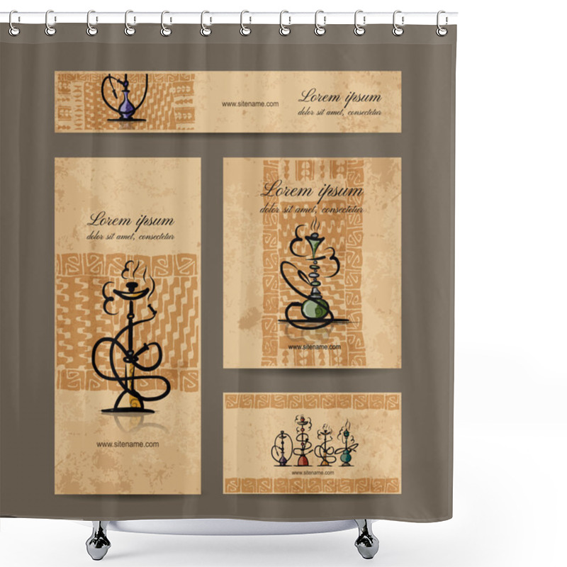 Personality  Business Cards Design With Hookah Sketch Shower Curtains