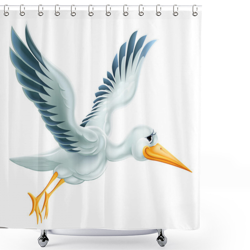 Personality  Stork Flying Cartoon Shower Curtains