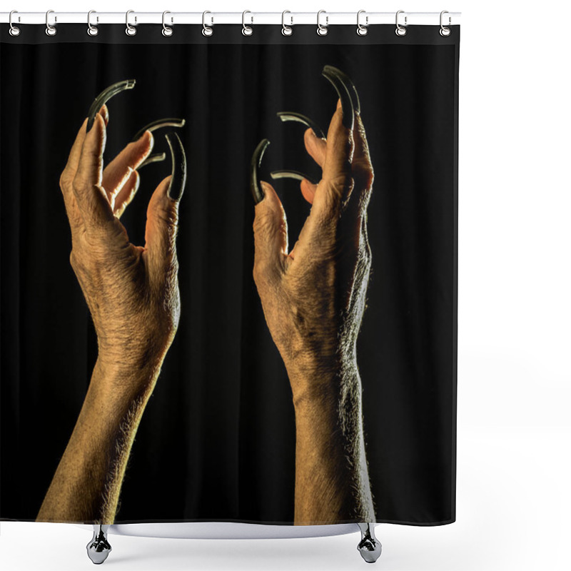 Personality  Old Female Hands With Long Nails Shower Curtains