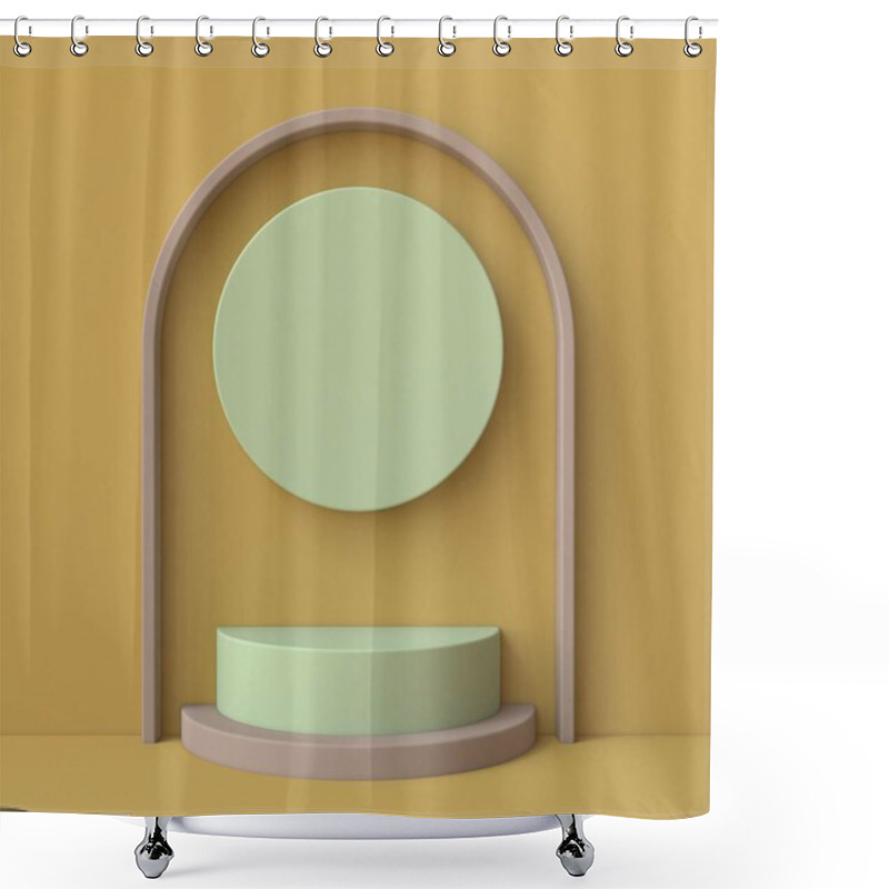 Personality  Green And Brown Abstract Background Made Of Circles With Pedestal 3D Render Illustration Shower Curtains