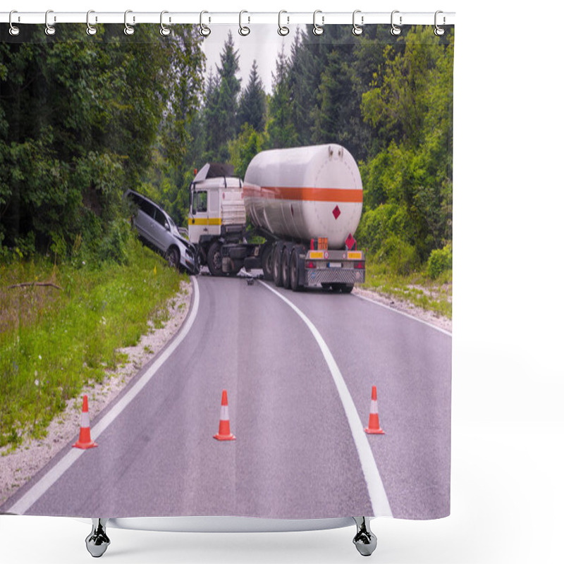 Personality  Truck And Car Crash Accident Shower Curtains