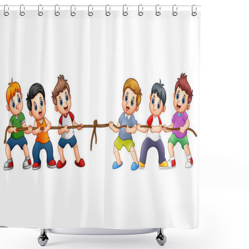 Personality  Group Of Children Playing Tug Of War Shower Curtains