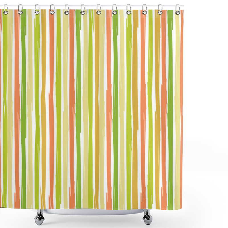 Personality  Vertical Seamless Striped Pattern. Hand Painted Background With Ink Brush Stroke. Shower Curtains