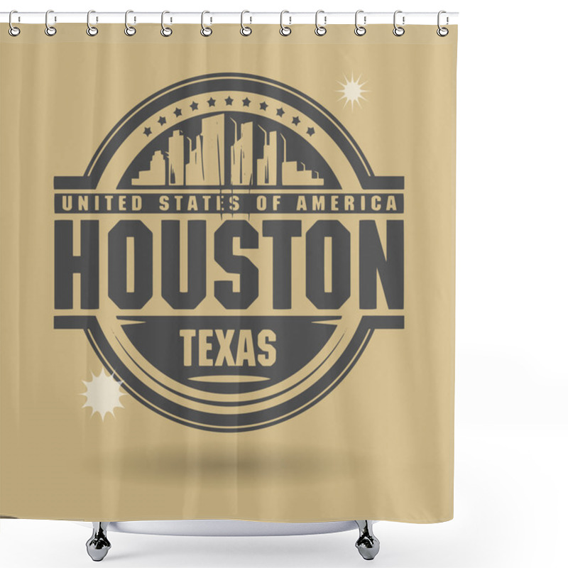 Personality  Stamp Or Label With Text Houston, Texas Inside Shower Curtains