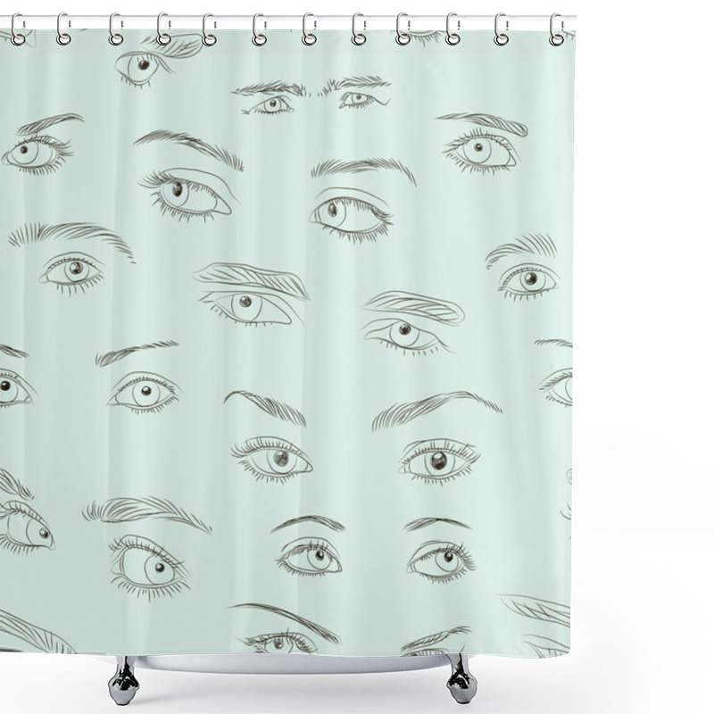 Personality  Hand Drawn Eyes Set Pattern Shower Curtains