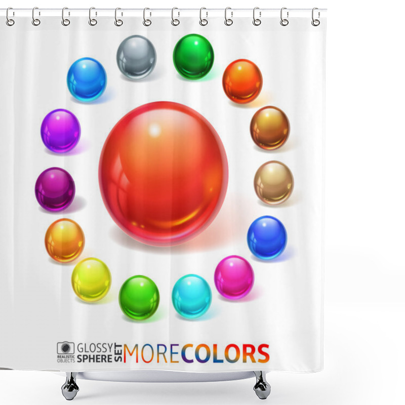 Personality  Glossy Spheres With Reflections Shower Curtains