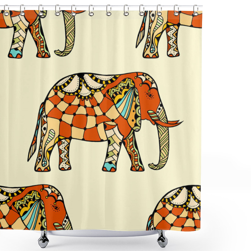 Personality  Stylized Indian Elephant. Shower Curtains