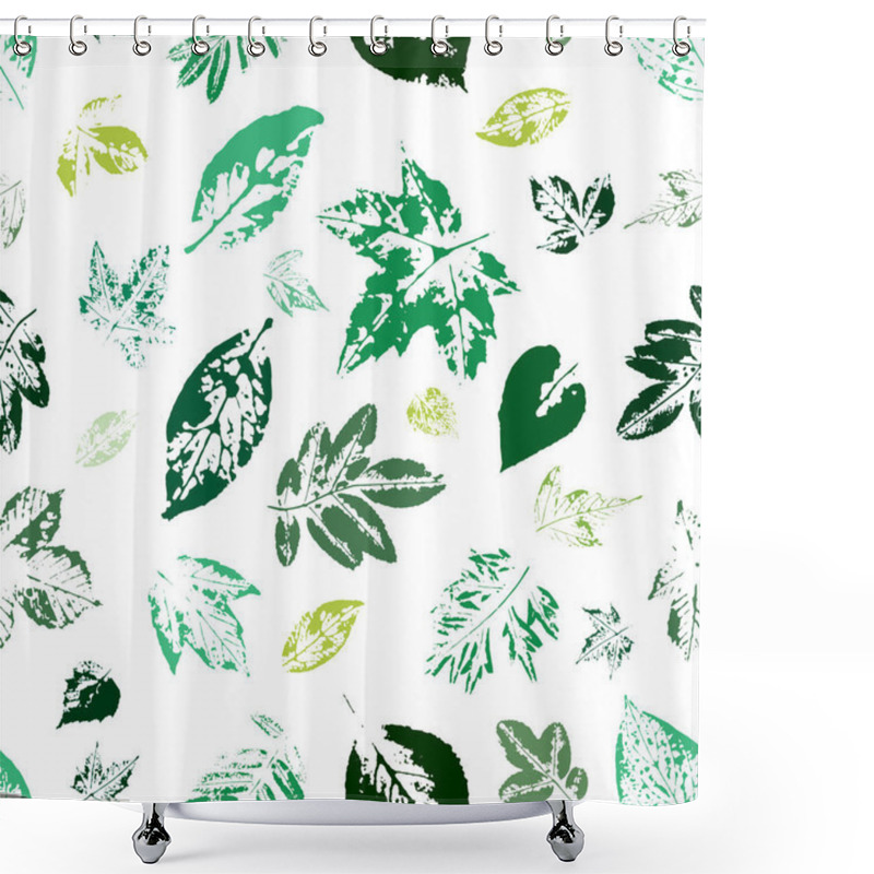 Personality  Stylish Wallpaper With Tree Leaves. Prints Of Green Leaves. Postcard With Leaves Prints. Shower Curtains