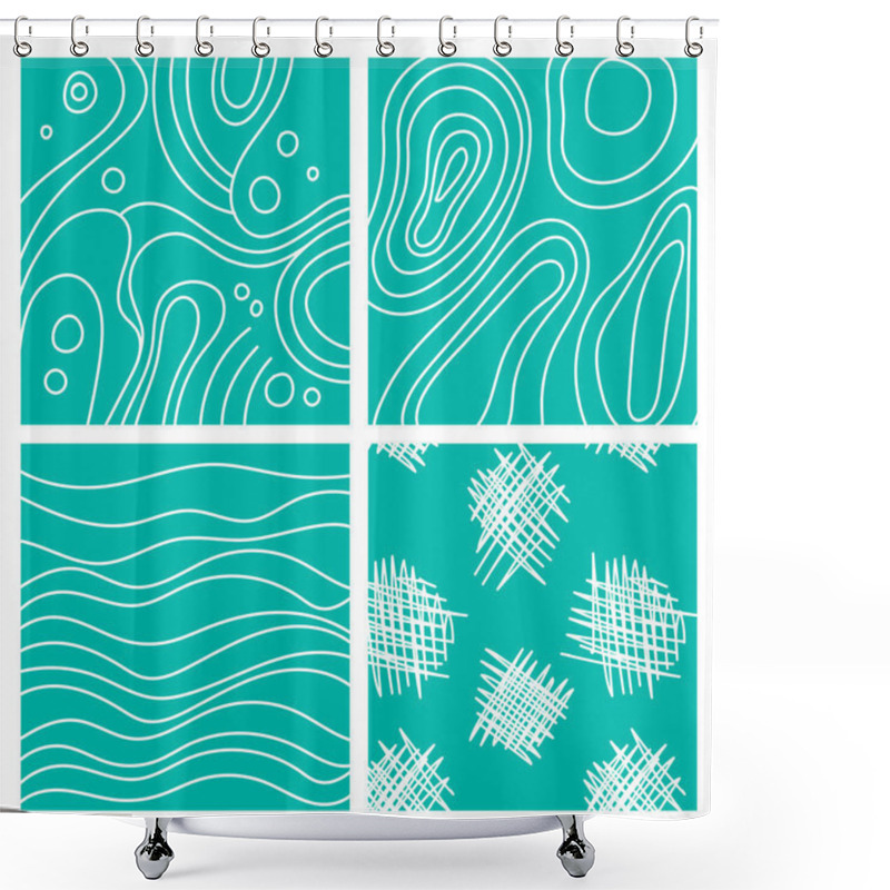 Personality  Pattern Line Sea Wave Abstract Shower Curtains