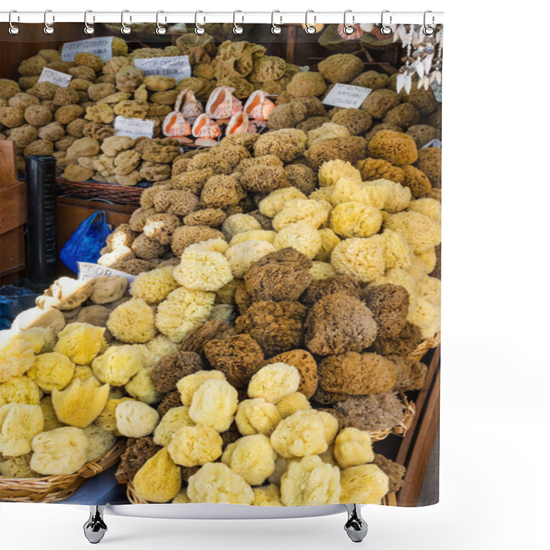 Personality  Here Is A Picture Of Natural Sponges Being Sold In A Market Shower Curtains