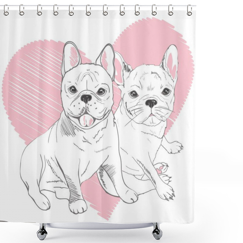 Personality  Pug Dog Face - Vector Illustration Isolated On White Background Shower Curtains