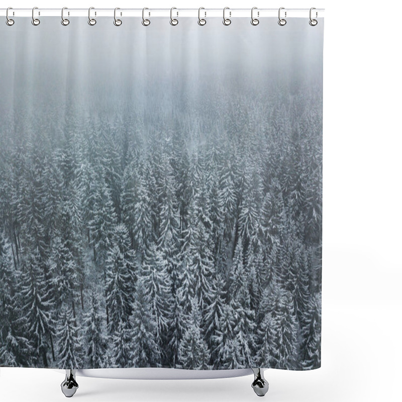 Personality  Minimalistic Pattern Of A White Winter Forest. Shower Curtains