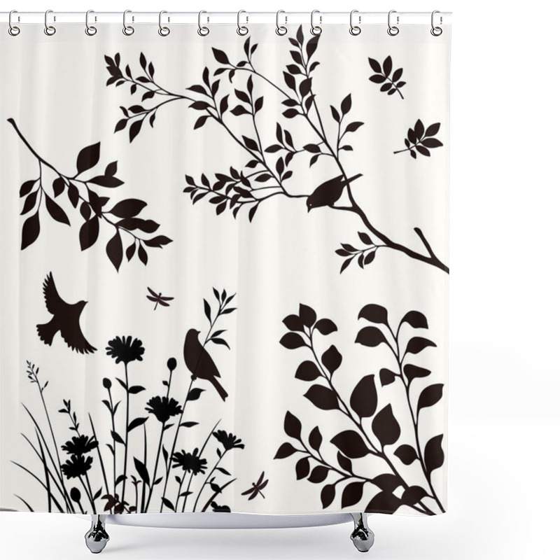 Personality  Set Of Nature Elements Shower Curtains