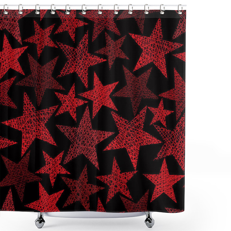 Personality  Red Stars Seamless Pattern, Vector Repeating Background With Han Shower Curtains