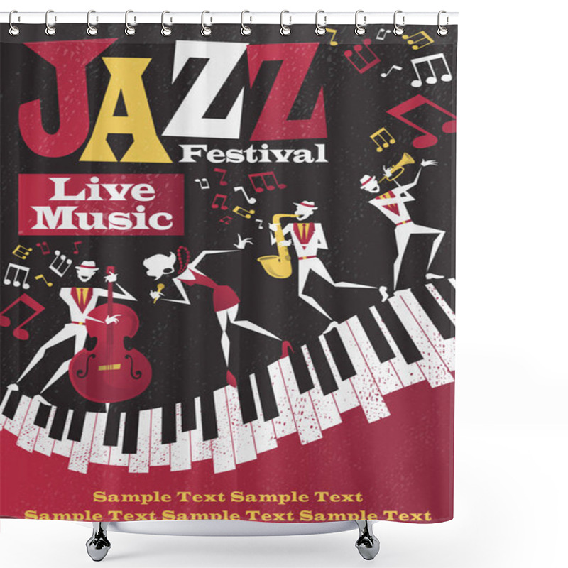 Personality  Retro Abstract Jazz Festival Portrait Poster Shower Curtains