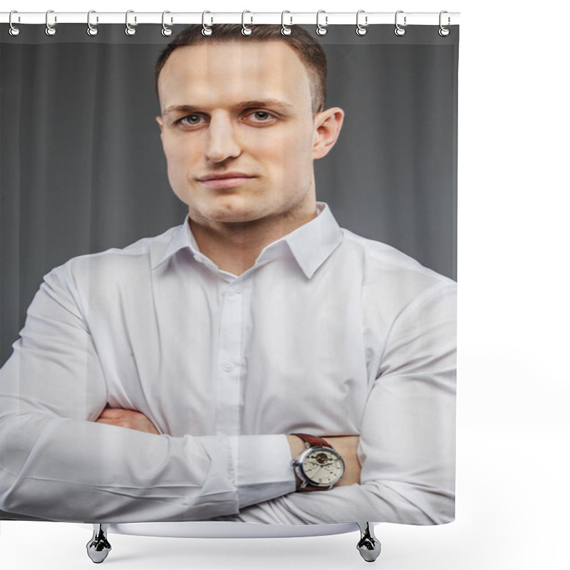 Personality  Handsome Man In White Shirt Shower Curtains