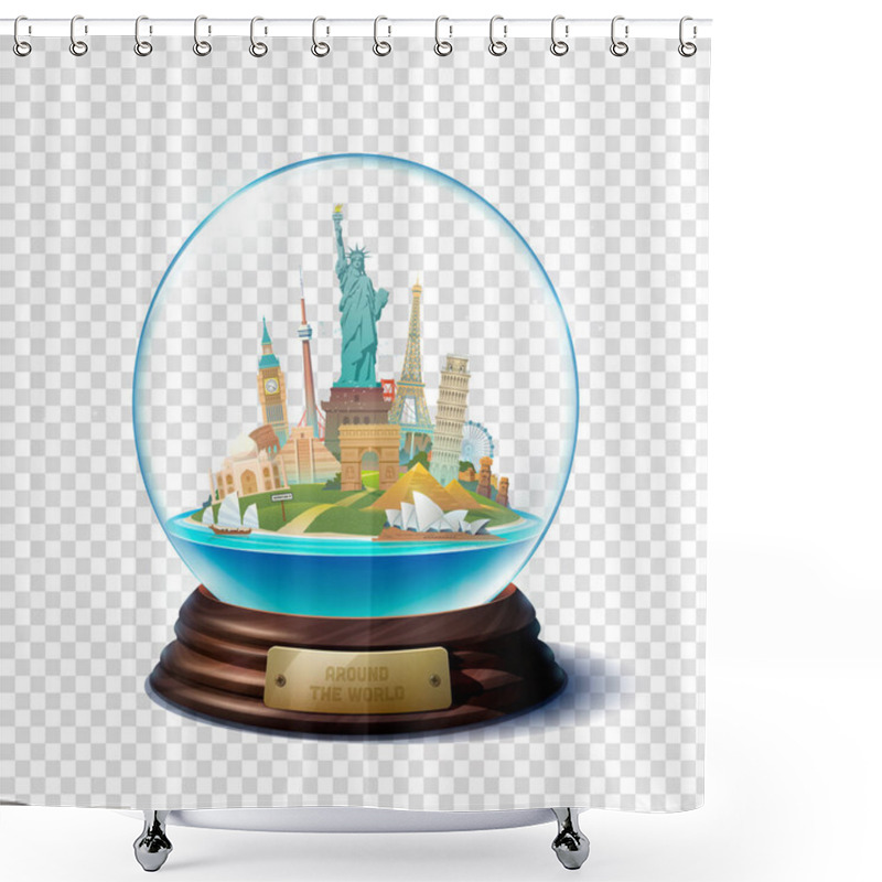 Personality  The Glass Ball With Landmarks. Shower Curtains