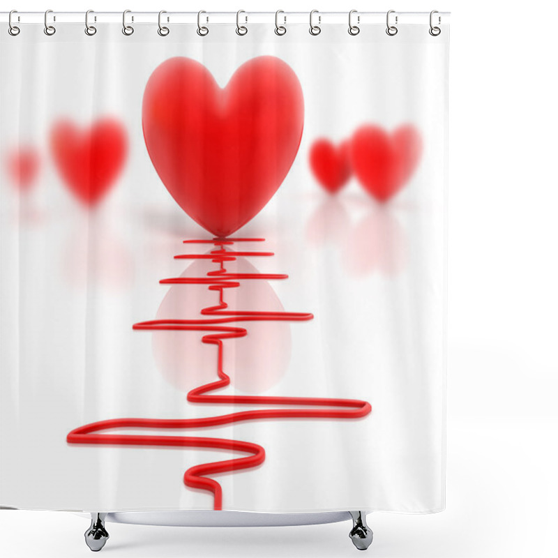 Personality  Red Heart . Isolated On White. Shower Curtains