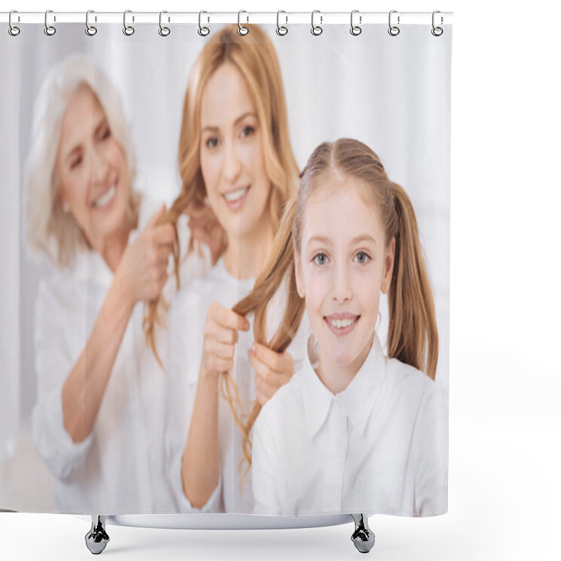 Personality  Joyful Family Members Resting Together At Home Shower Curtains