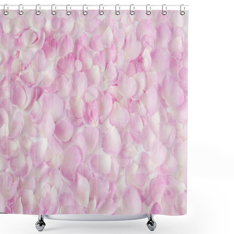 Personality  Pink Flower Petals On A White Background Shower Curtains