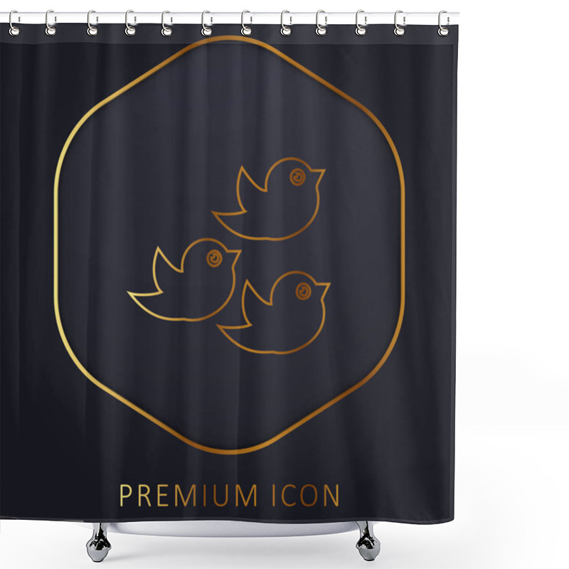 Personality  Birds Group Golden Line Premium Logo Or Icon Shower Curtains