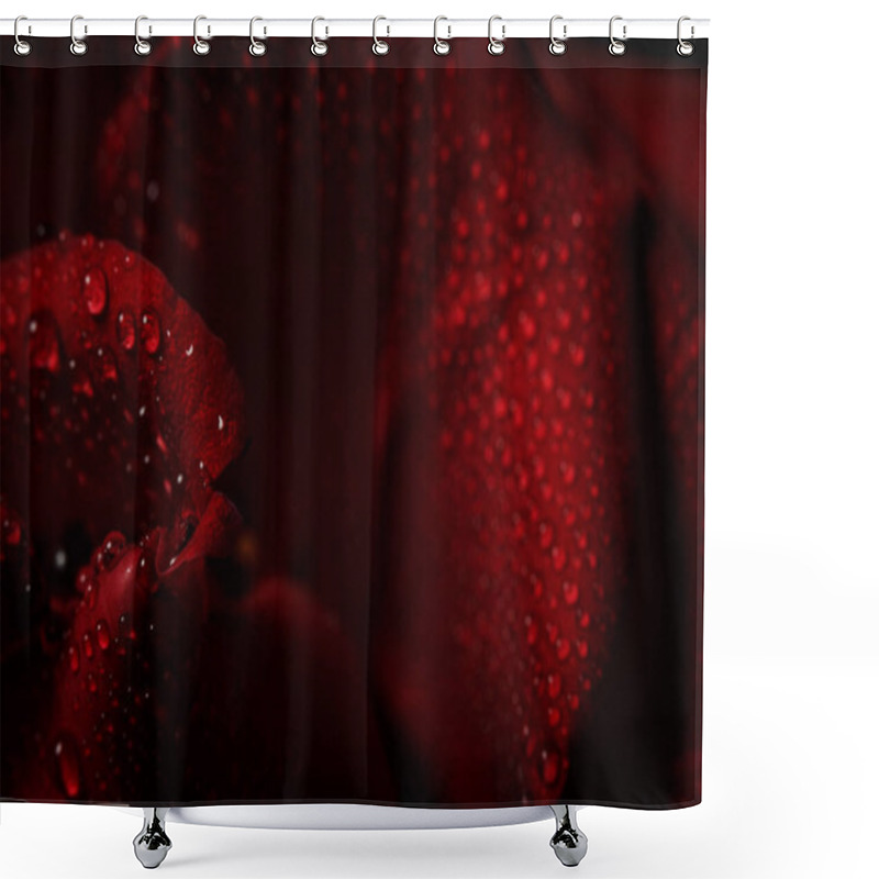 Personality  Red Rose With Dew On A Black Background Shower Curtains