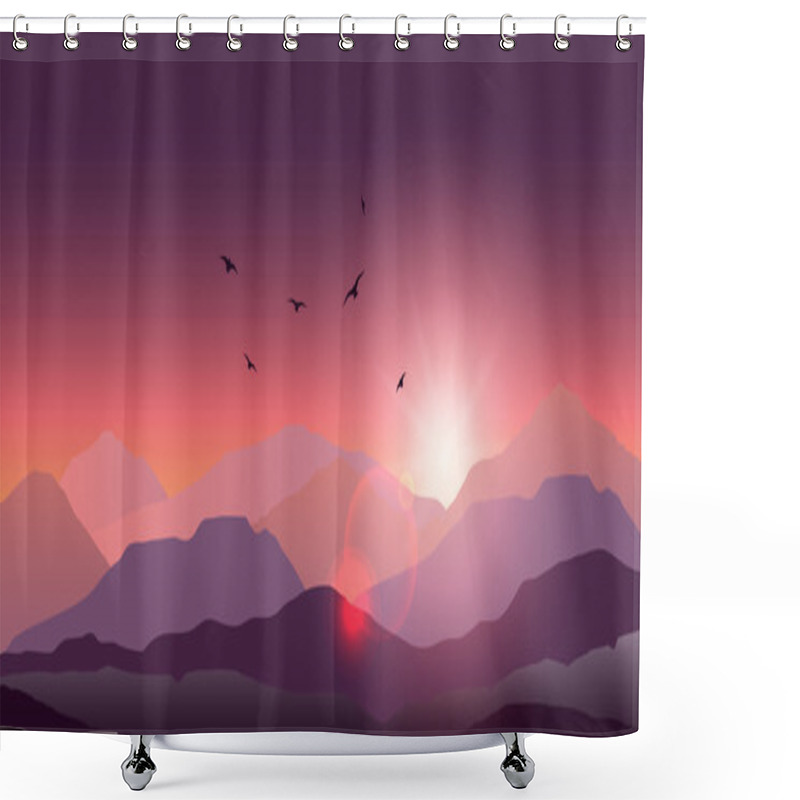 Personality  Mountain Landscape At Sunset And Dawn Shower Curtains