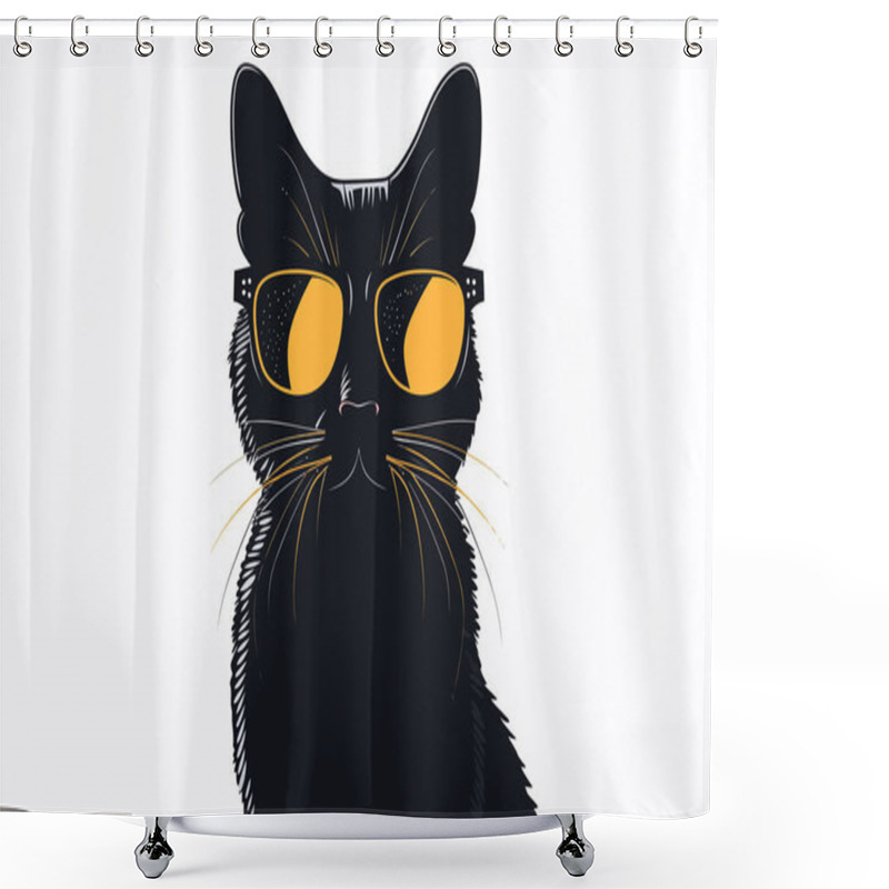 Personality  Cat Wearing Glasses Isolated Vector Style Shower Curtains