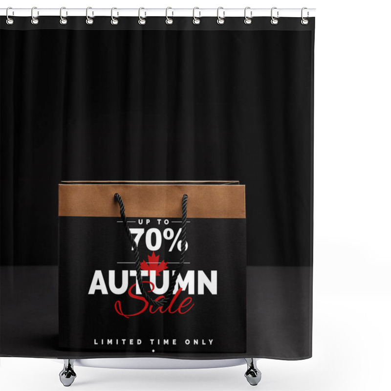 Personality  Paper Shopping Bag On Black Backdrop With Autumn Sale And 70 Percents Discount Shower Curtains