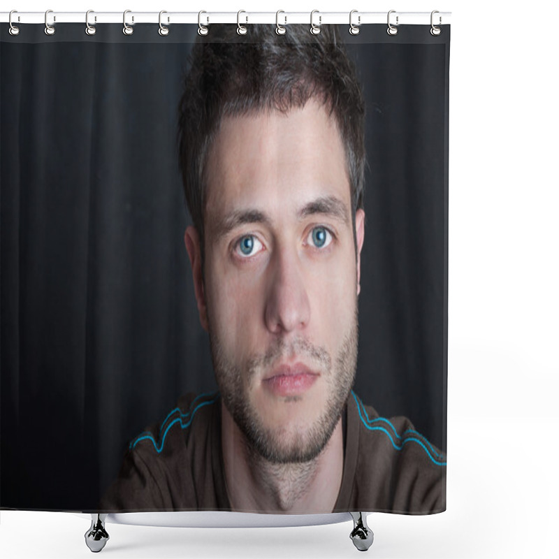 Personality  Young Man With A Serious Look Shower Curtains