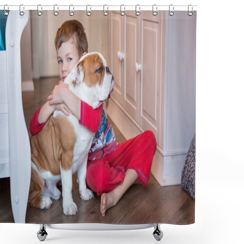 Personality  English Bulldog In Stylish Home Enjoying Life Shower Curtains